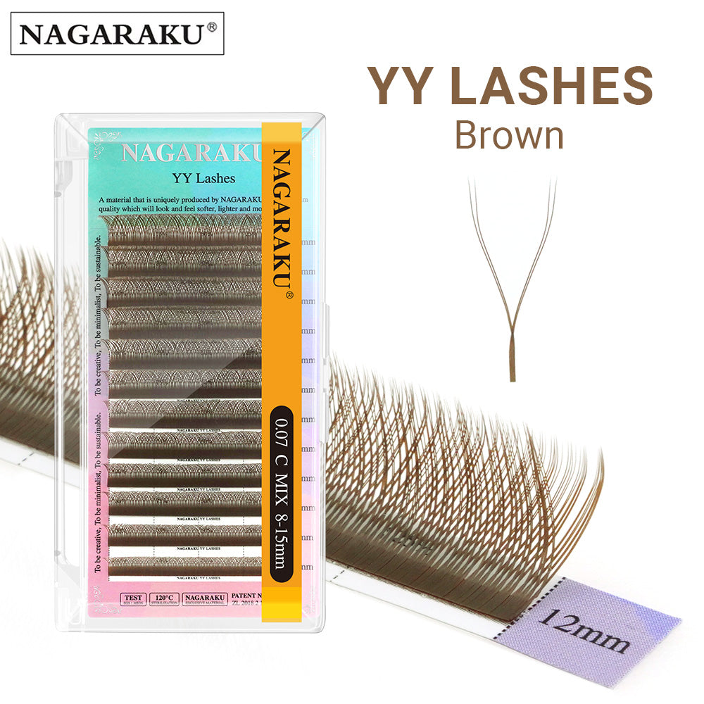 NAGARAKU Brown YY Shape Triple Tips Hand Woven Eyelashes Extension
