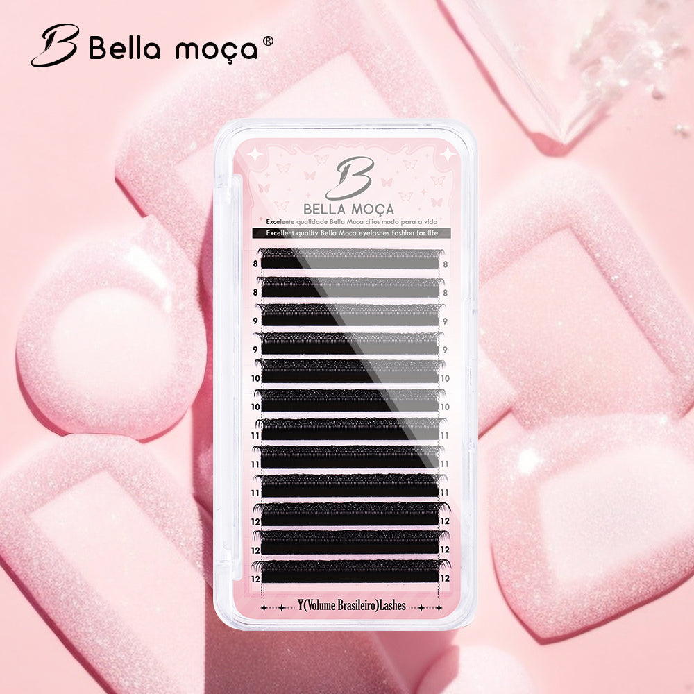 Bella Moça YY Black D 0.07mm - Volume Natural no Estilo Brasileiro, Cor Preta, 8-14mm