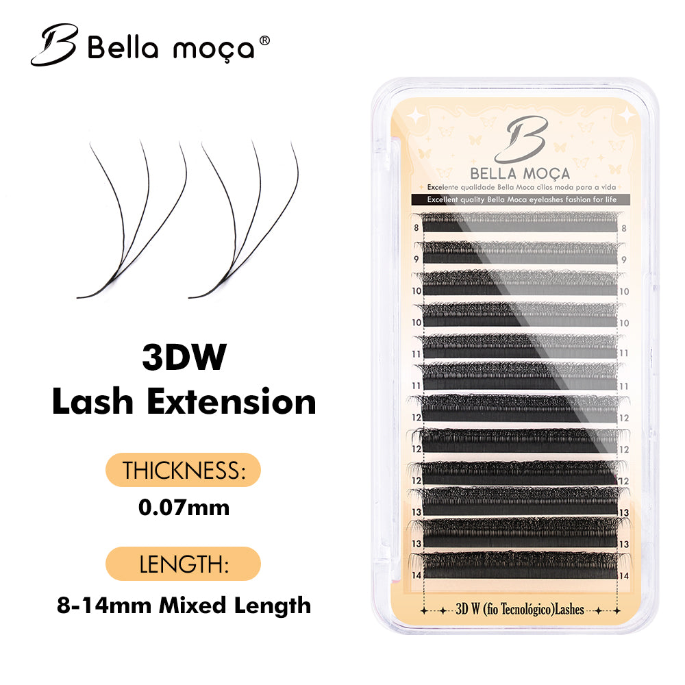 Bella Moça Cílios W3D (volume egípcio) Curvatura 0.07D para Extensão de Cílios