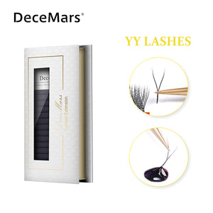DeceMars YY Shape Black Eyelashes Extensions Two Tip Lashes