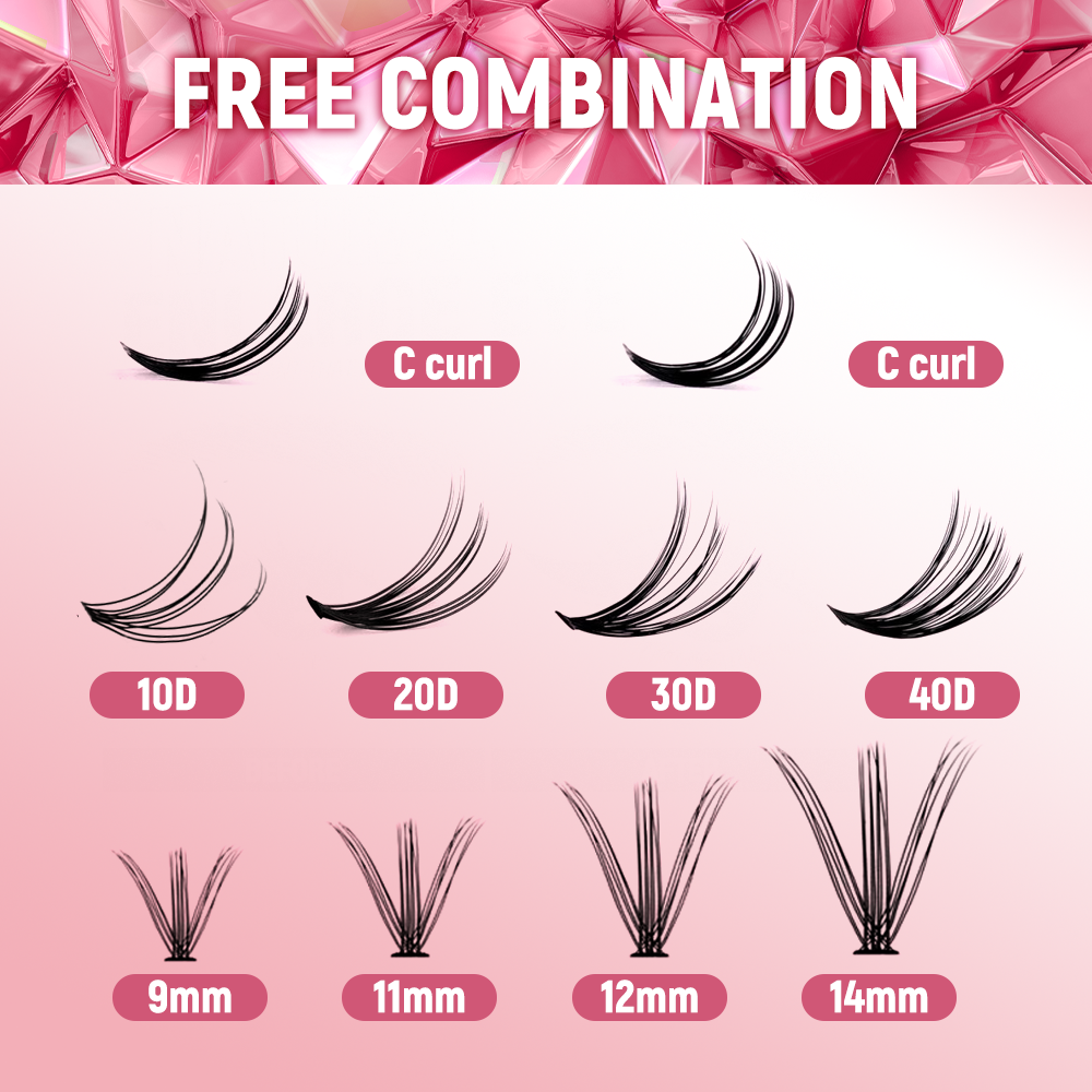 Fadvan 12 Rows 30D/40D/50D Bundle Lashes D Curl Black Cluster Lashes