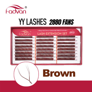 Fadvan 24 Rows YY Lashes D Curl Black Lash Extensions