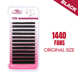 Fadvan 24 Rows YY Lashes D Curl Black Lash Extensions