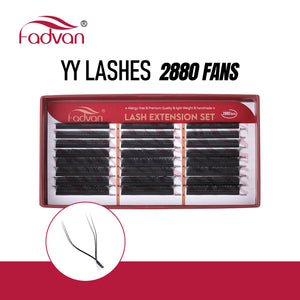 Fadvan 24 Rows YY Lashes D Curl Black Lash Extensions