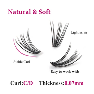 Fadvan 3 Rows Bundle Lashes D Curl Black Cluster Lashes
