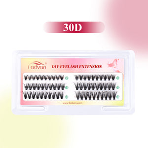 Fadvan 3 Rows Bundle Lashes D Curl Black Cluster Lashes