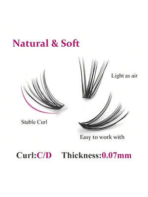 Fadvan 3 Rows Bundle Lashes D Curl Black Cluster Lashes