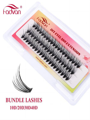 Fadvan 3 Rows Bundle Lashes D Curl Black Cluster Lashes