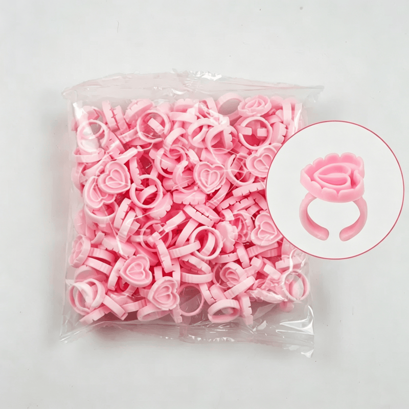 Bella Moça Glue Rings，Heart-Shaped Glue Ring，Small Glue Ring (No Divider)，Small Glue Ring (With Divider)，Medium-Depth Glue Ring，Silicone Heart Glue Ring，Flower Glue Cup（100 PCS)