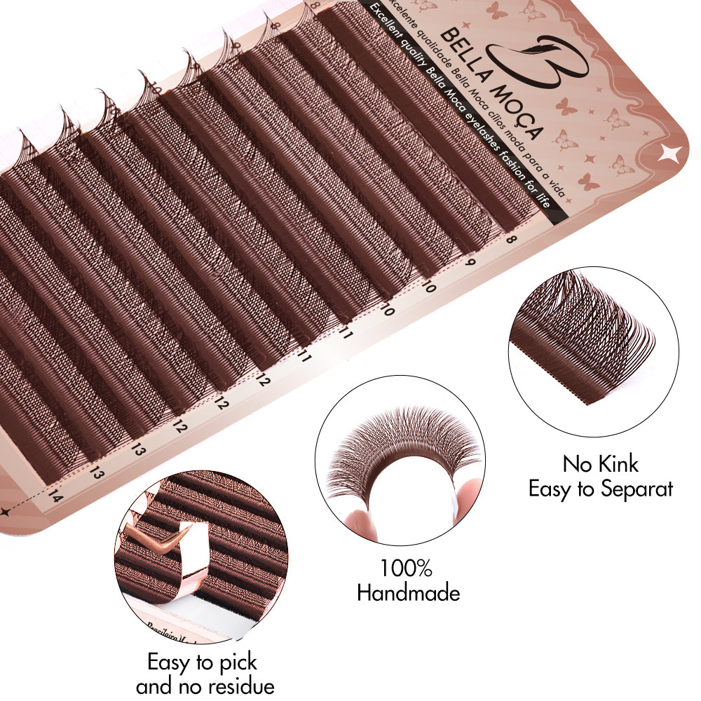 Bella Moça YY Lashes Brown D 0.07mm - Volume Natural no Estilo Brasileiro, Cor Preta, 8-14mm