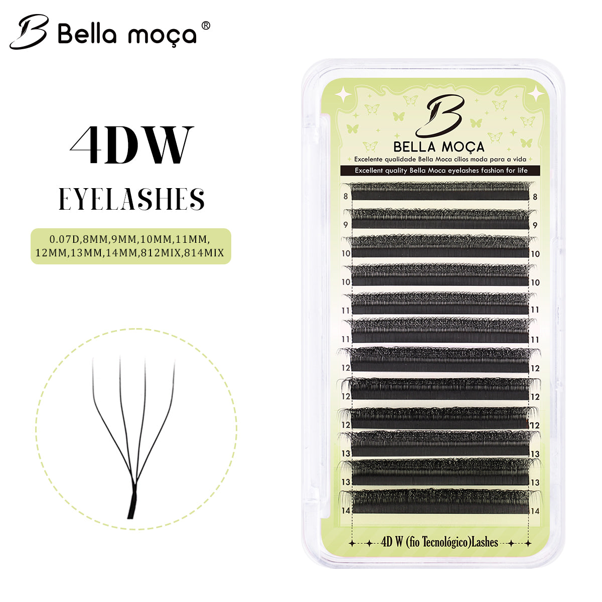 Bella Moça W4D Cílios (volume egípcio) Curvatura 0.07D para Extensão de Cílios