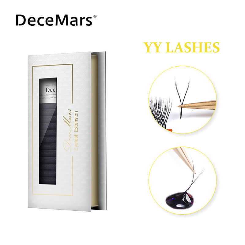 DeceMars YY Shape Black Eyelashes Extensions Two Tip Lashes