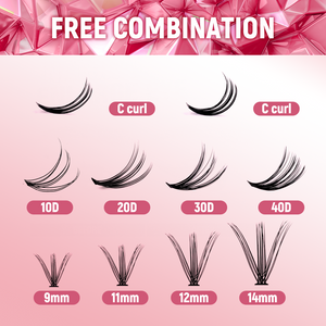 Fadvan 12 Rows 30D/40D/50D Bundle Lashes D Curl Black Cluster Lashes