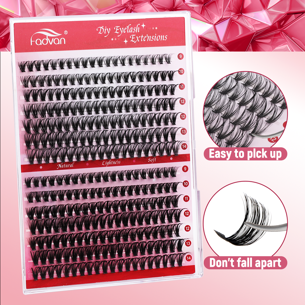 Fadvan 12 Rows 30D/40D/50D Bundle Lashes D Curl Black Cluster Lashes
