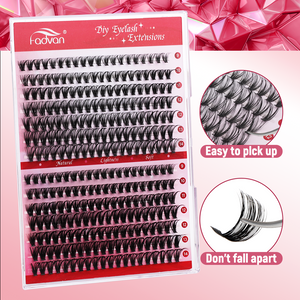 Fadvan 12 Rows 30D/40D/50D Bundle Lashes D Curl Black Cluster Lashes