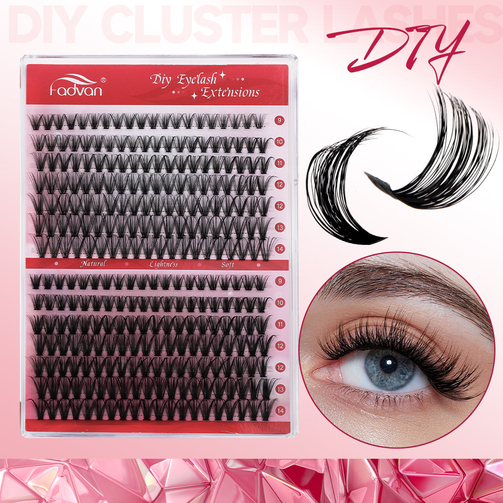 Fadvan 12 Rows 30D/40D/50D Bundle Lashes D Curl Black Cluster Lashes