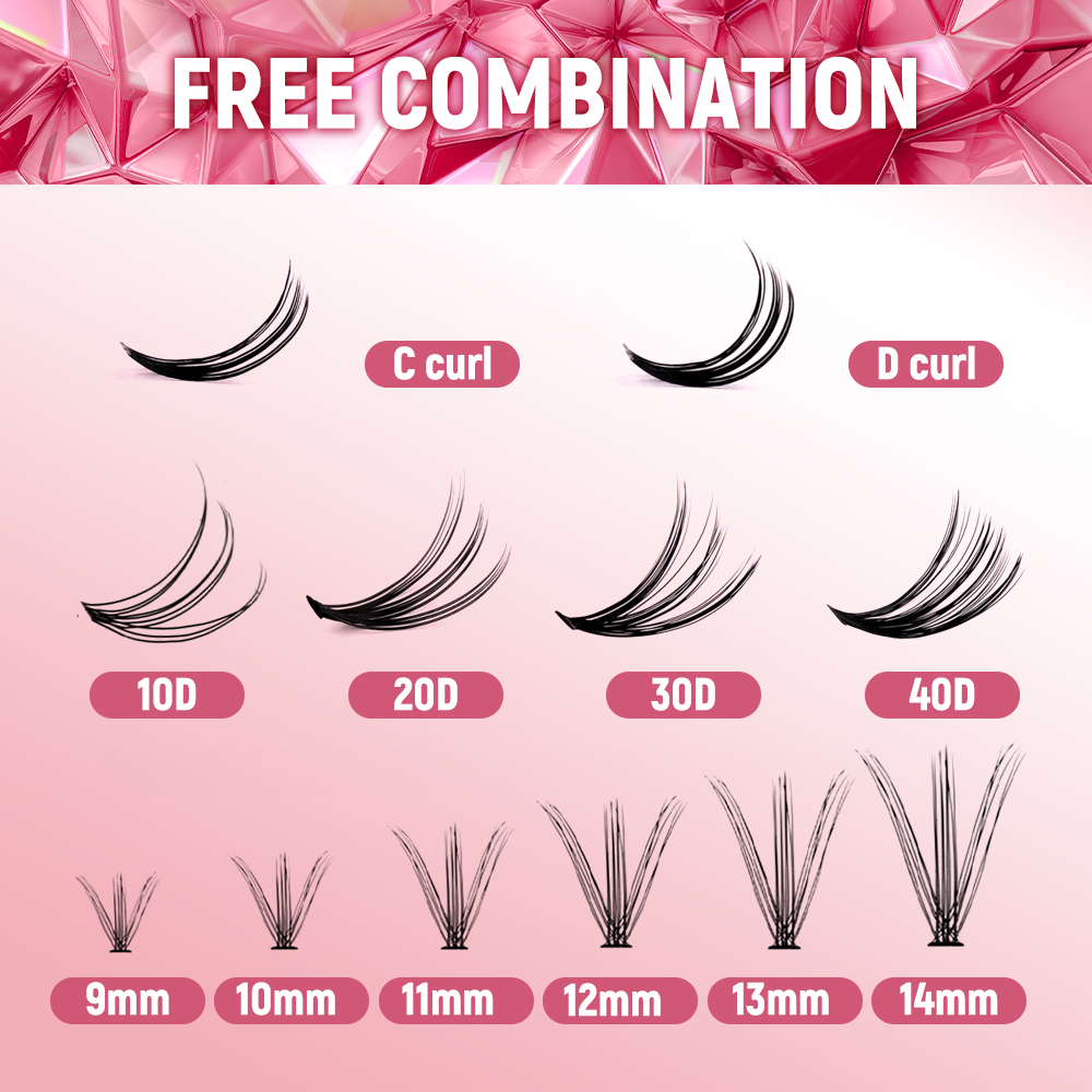Fadvan 12 Rows 30D/40D/50D Bundle Lashes D Curl Black Cluster Lashes