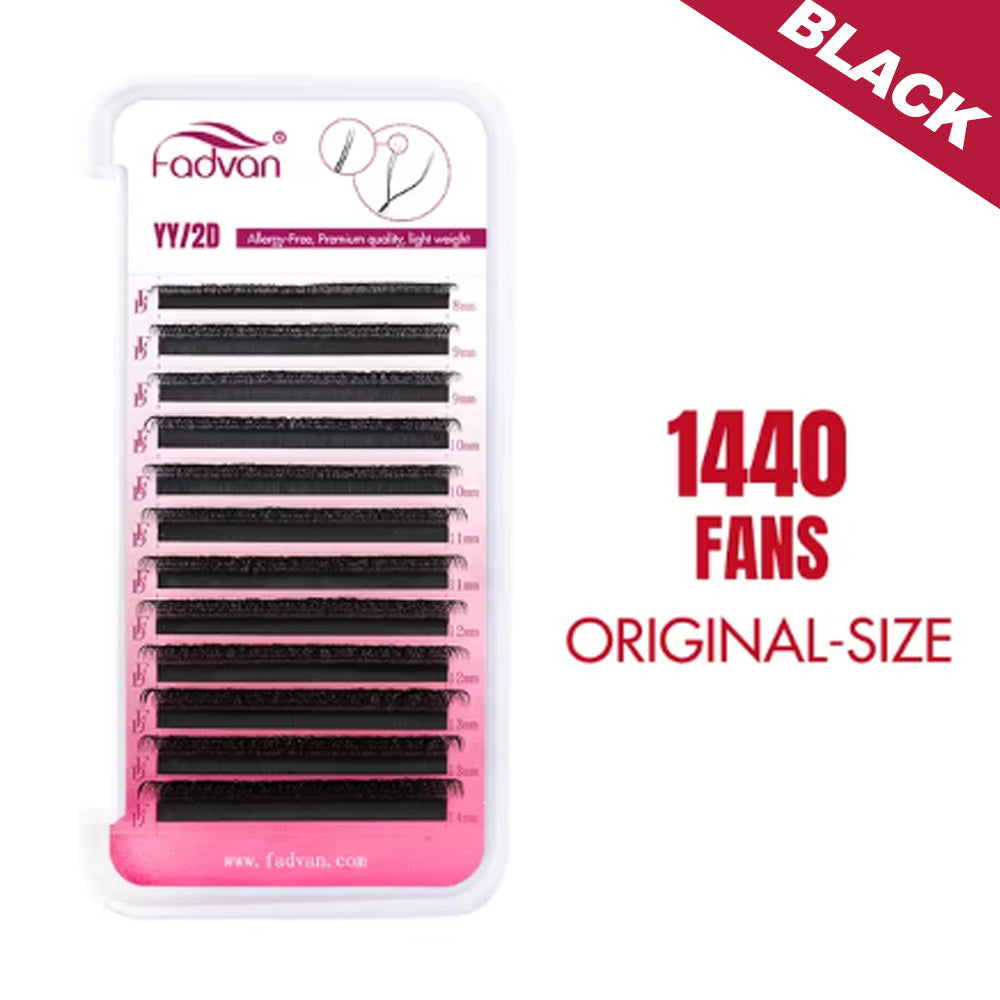 Fadvan 24 Rows YY Lashes D Curl Black Lash Extensions