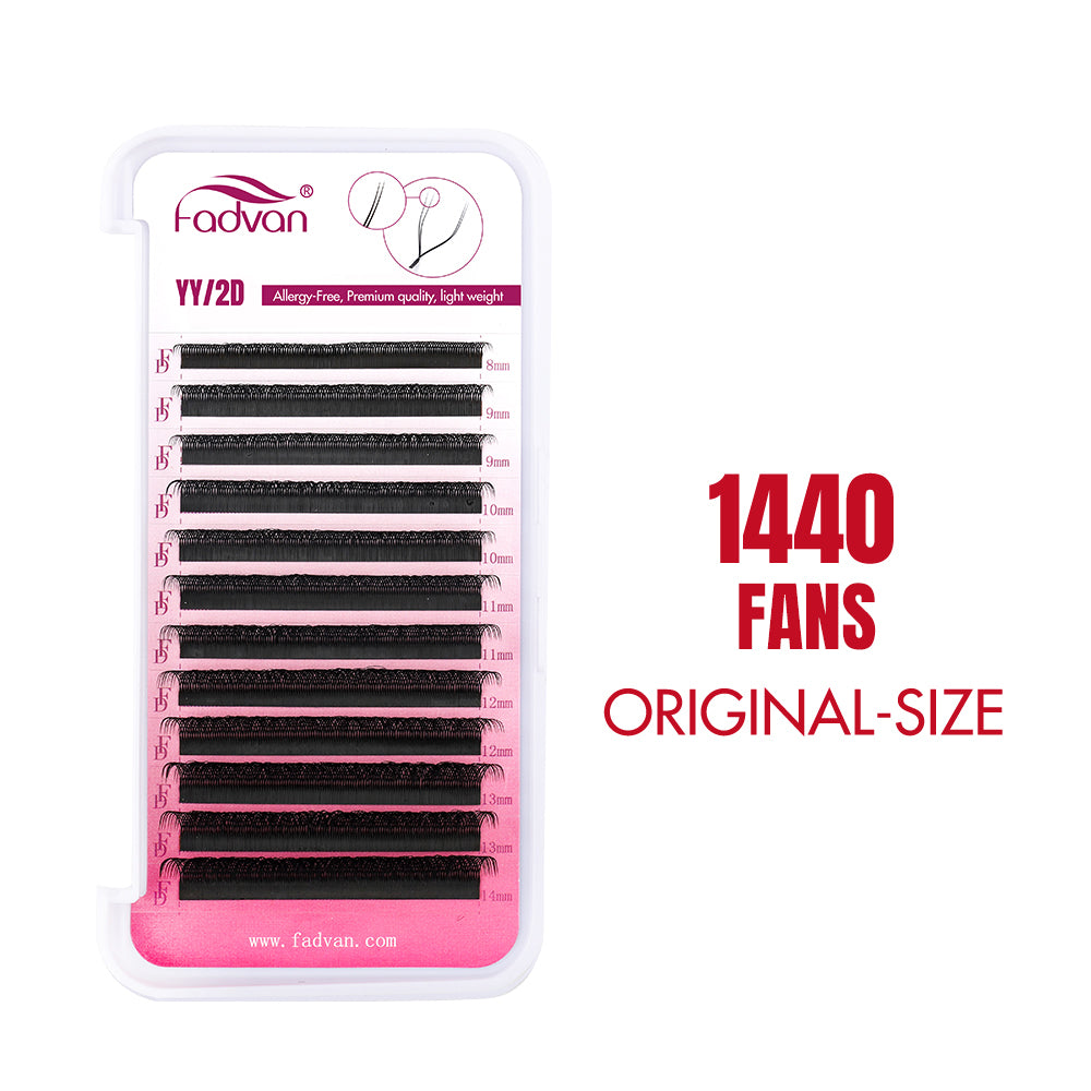 Fadvan 24 Rows YY Lashes D Curl Black Lash Extensions