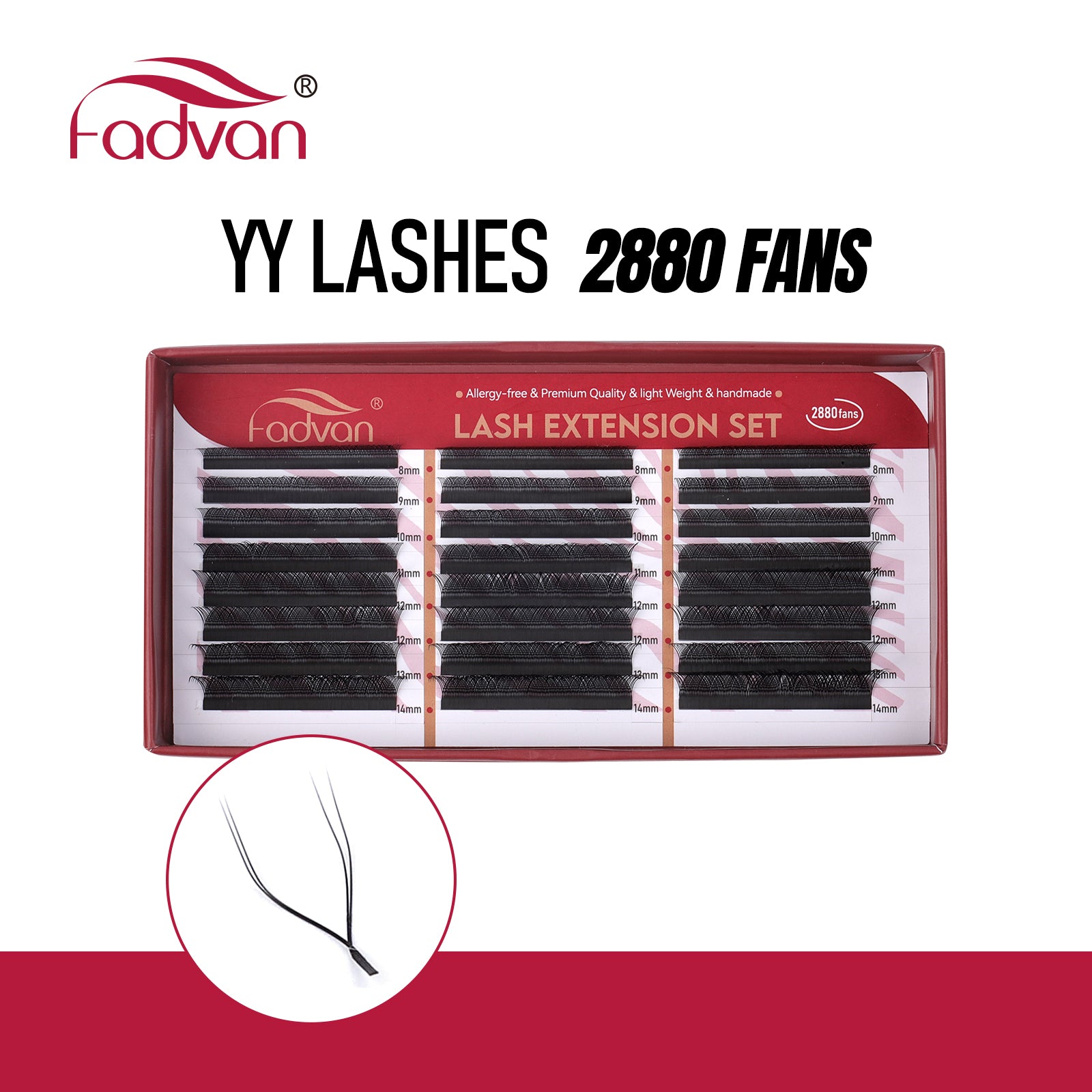 Fadvan 24 Rows YY Lashes D Curl Black Lash Extensions