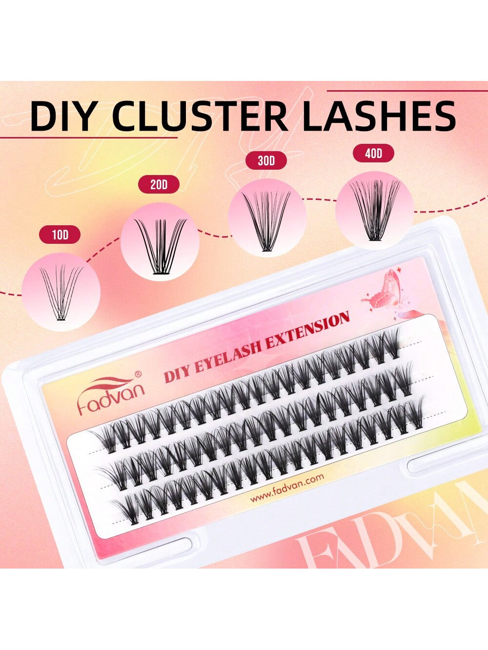 Fadvan 3 Rows Bundle Lashes D Curl Black Cluster Lashes