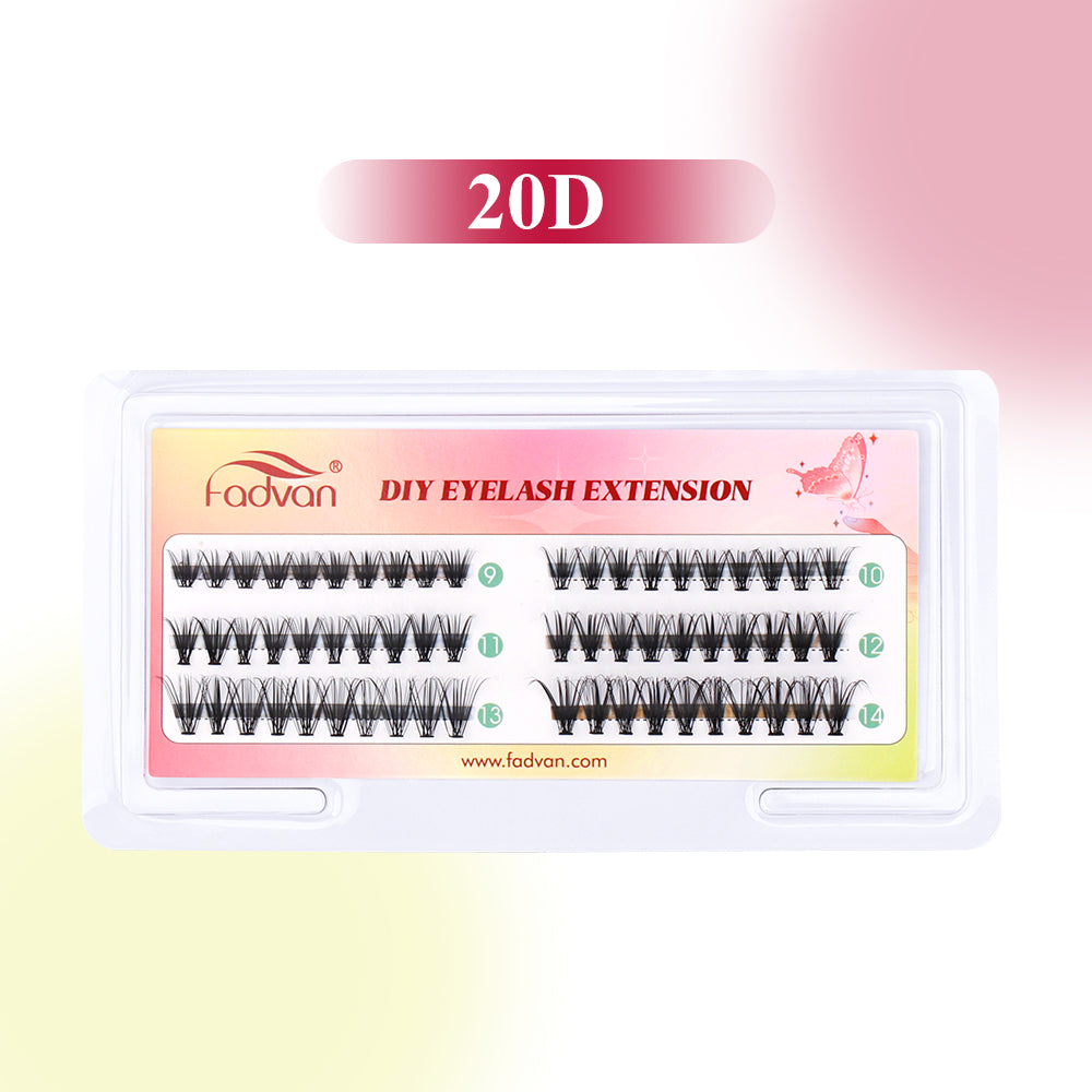 Fadvan 3 Rows Bundle Lashes D Curl Black Cluster Lashes