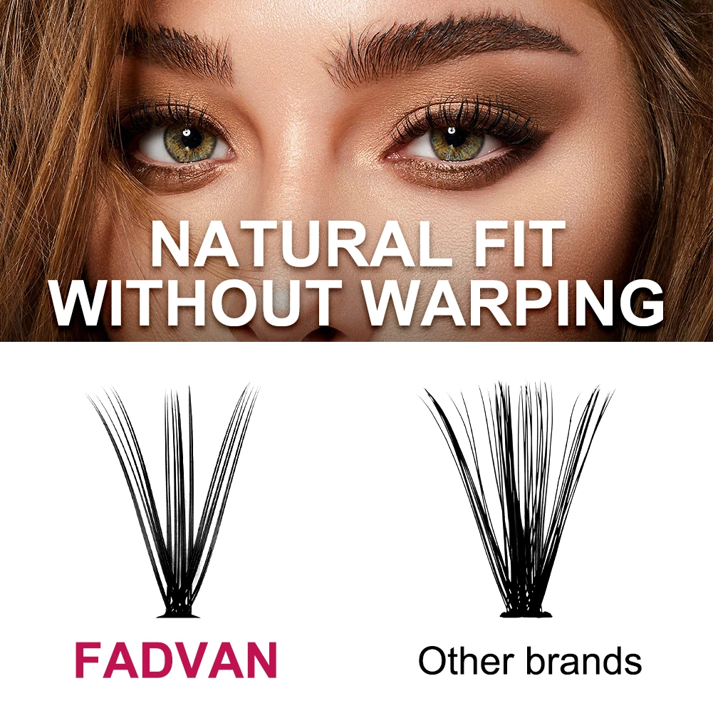 Fadvan 3 Rows Bundle Lashes D Curl Black Cluster Lashes