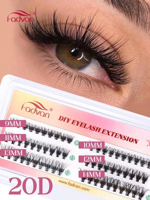Fadvan 3 Rows Bundle Lashes D Curl Black Cluster Lashes