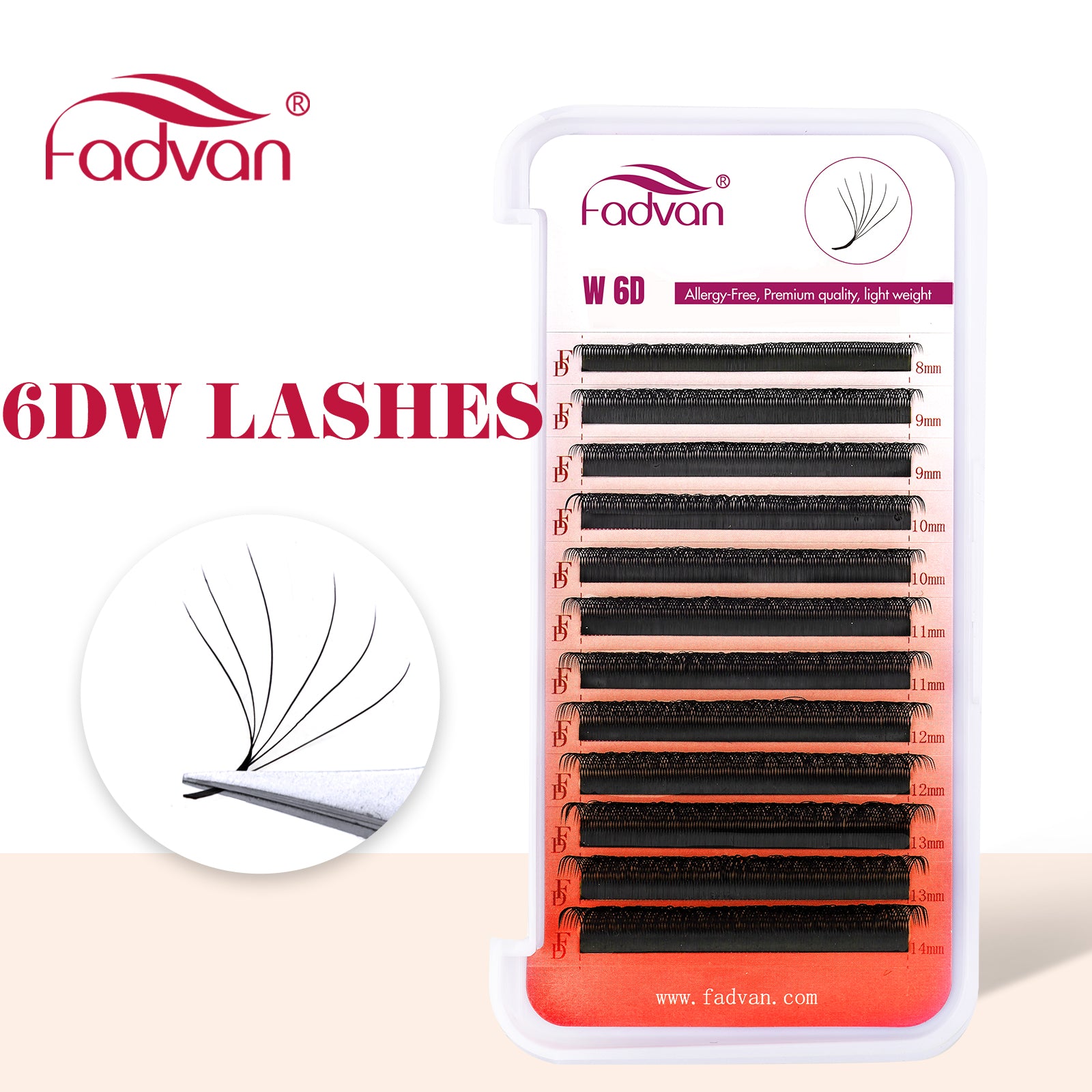Fadvan 6DW Eyelash Extensions D Curl Black False Eyelashes