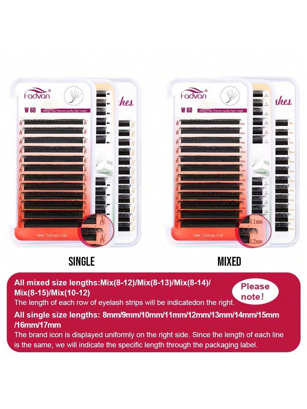 Fadvan 6DW Eyelash Extensions D Curl Black False Eyelashes