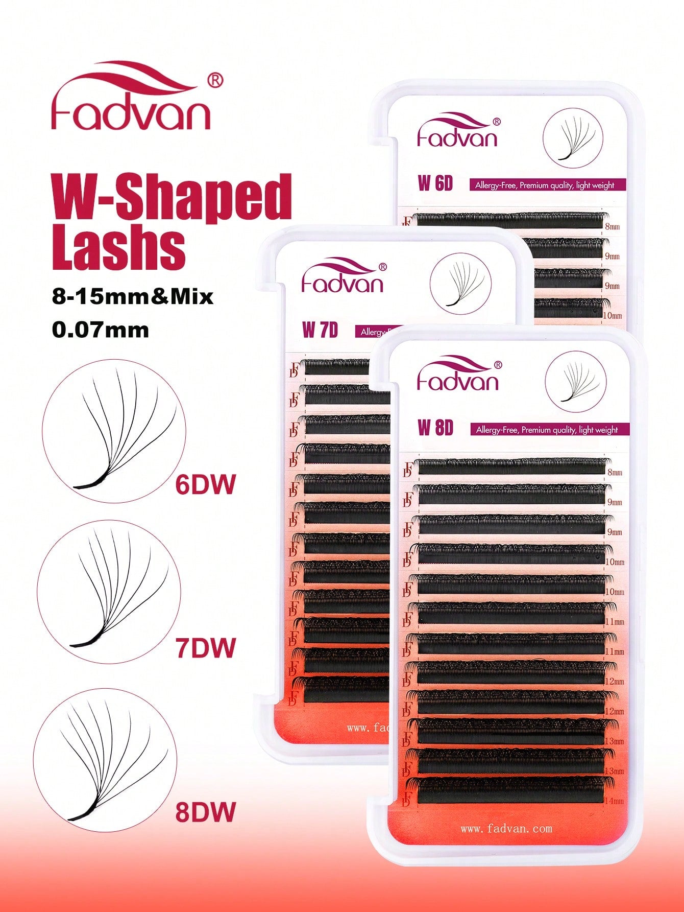 Fadvan 6DW Eyelash Extensions D Curl Black False Eyelashes