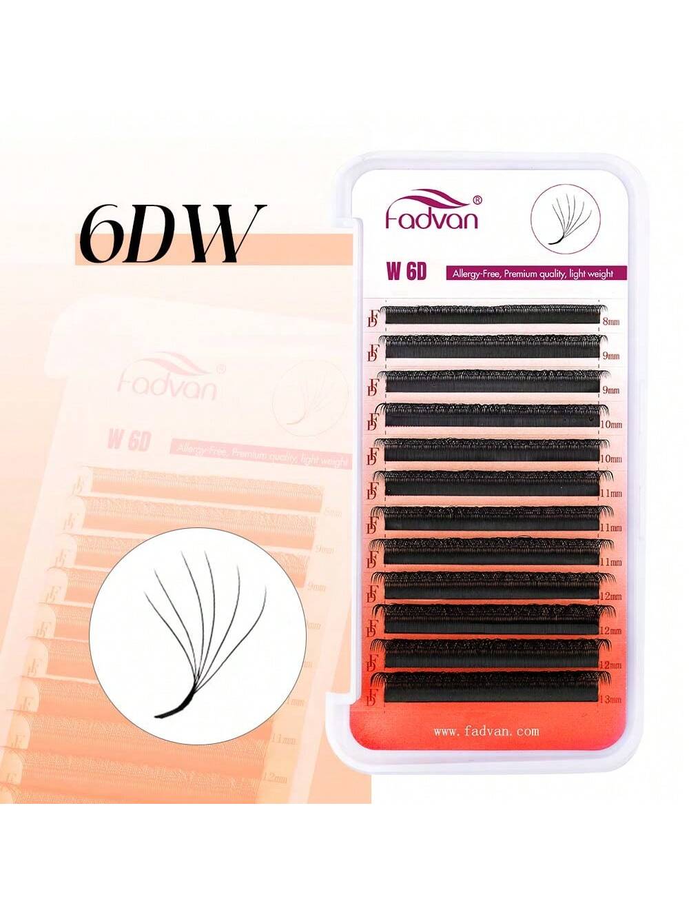 Fadvan 6DW Eyelash Extensions D Curl Black False Eyelashes