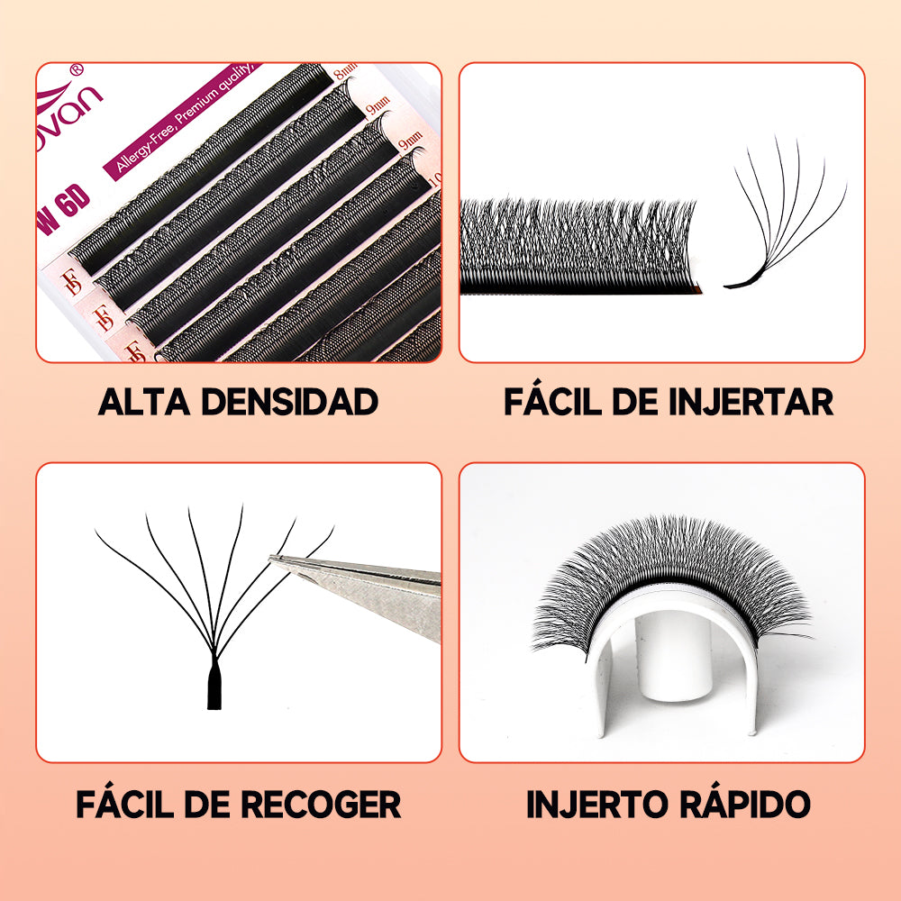 Fadvan 6DW Eyelash Extensions D Curl Black False Eyelashes