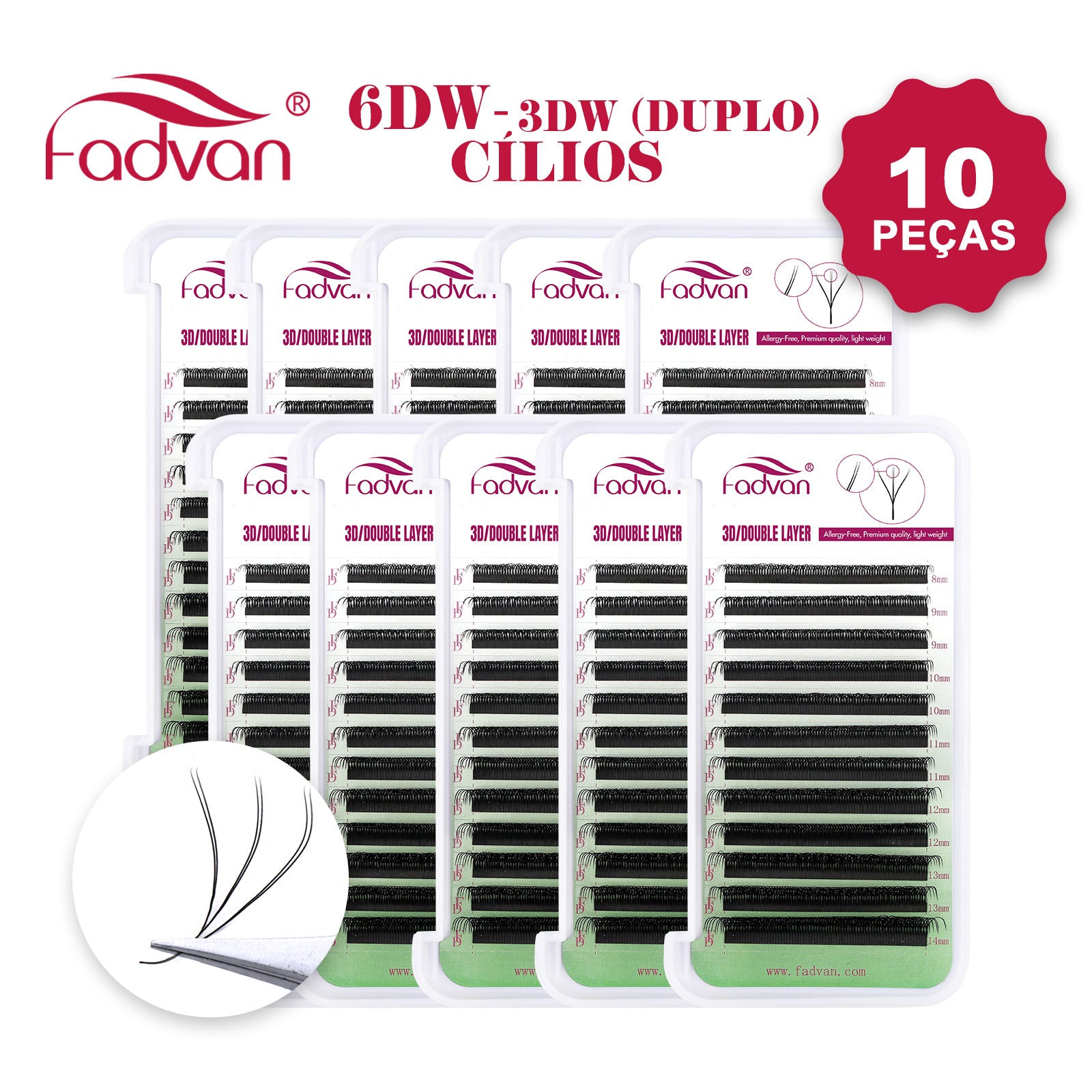 Fadvan Duplo3DW Eyelash Extensions D Curl Black False Eyelashes