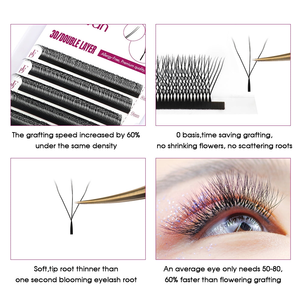 Fadvan Duplo3DW Eyelash Extensions D Curl Black False Eyelashes