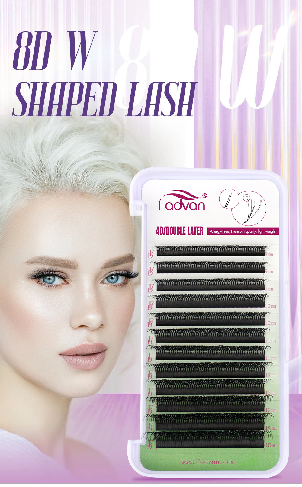 Fadvan Duplo4DW Eyelash Extensions D Curl Black False Eyelashes